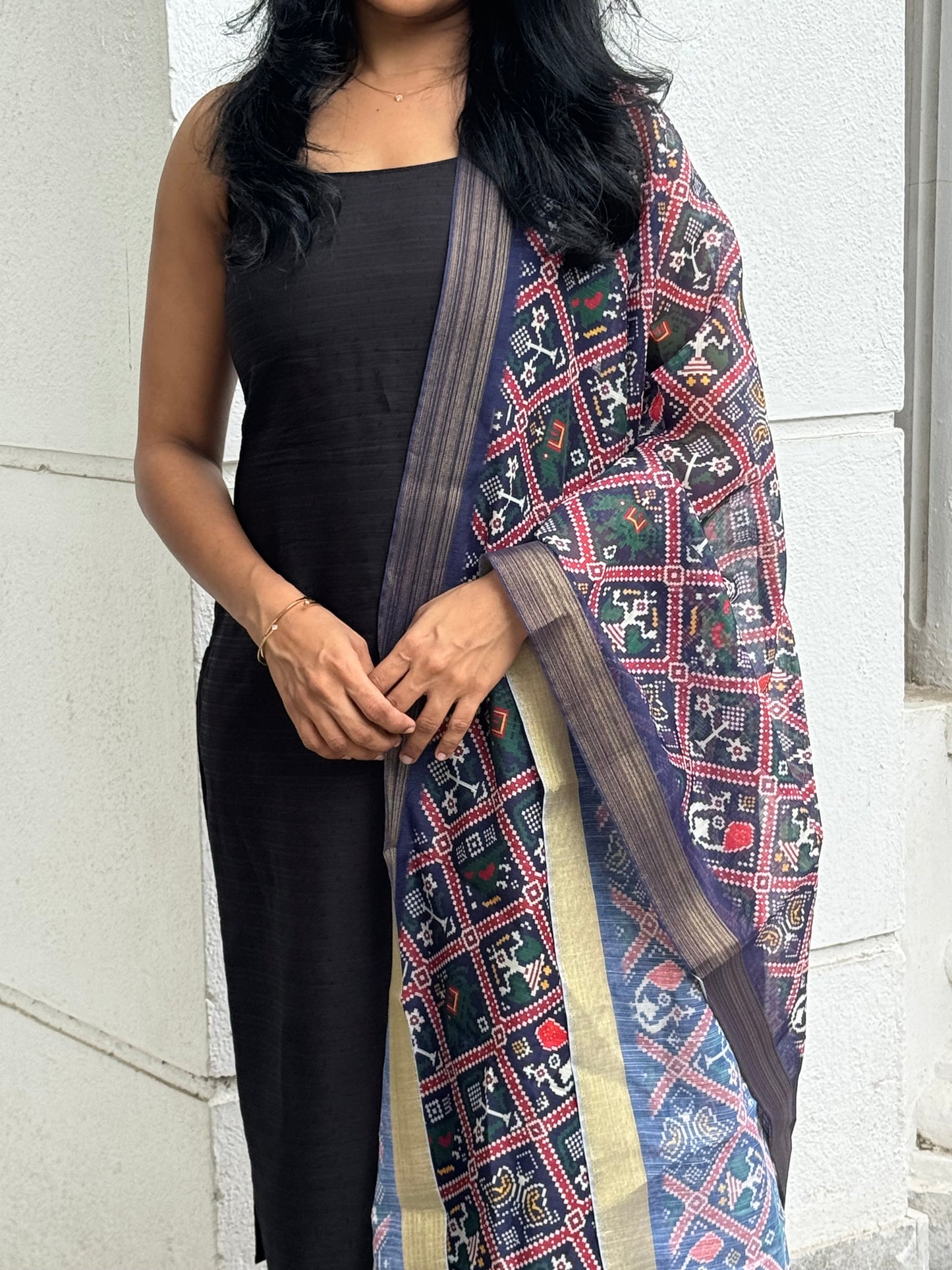Dharvi Black With Blue Dupatta