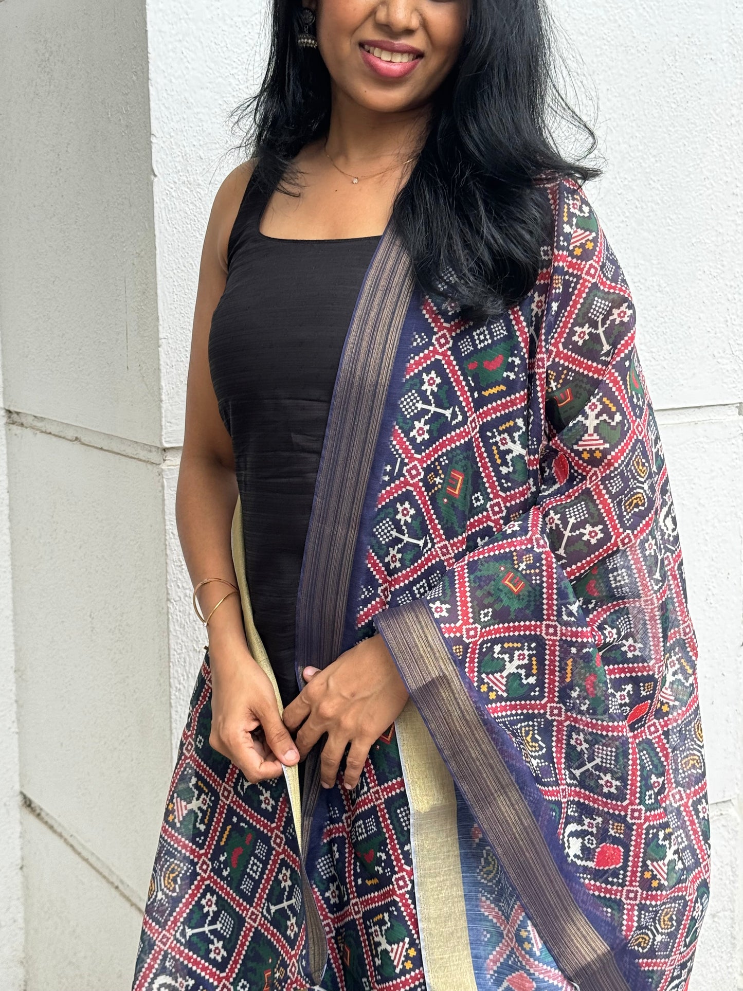 Dharvi Black With Blue Dupatta