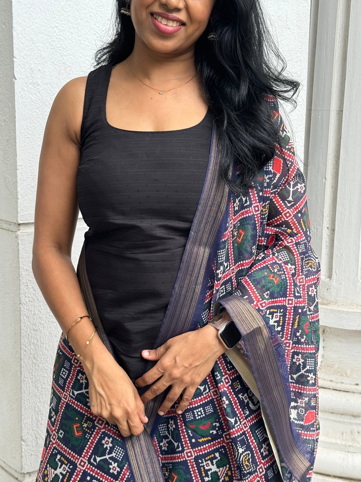 Dharvi Black With Blue Dupatta