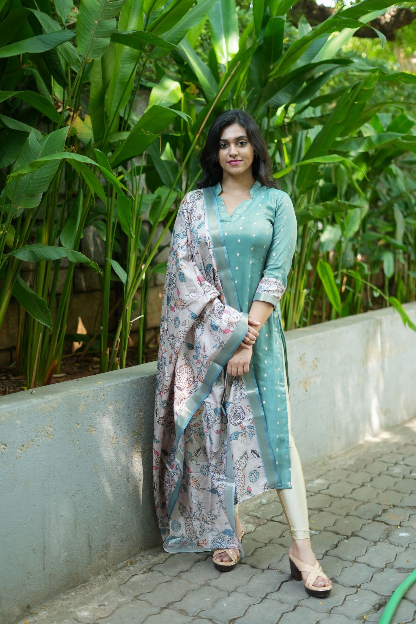 Charita Pastel Green Chanderi