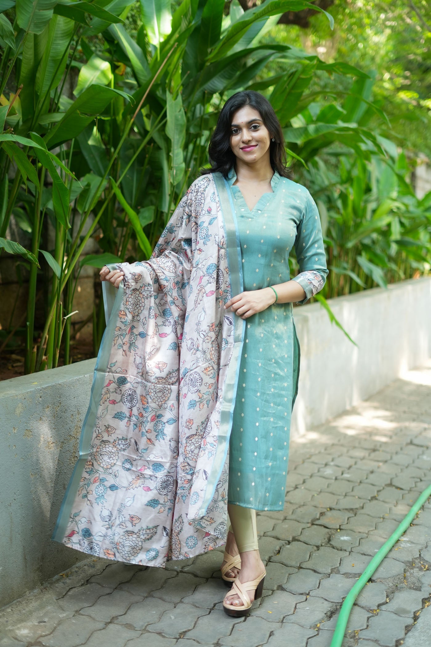Charita Pastel Green Chanderi