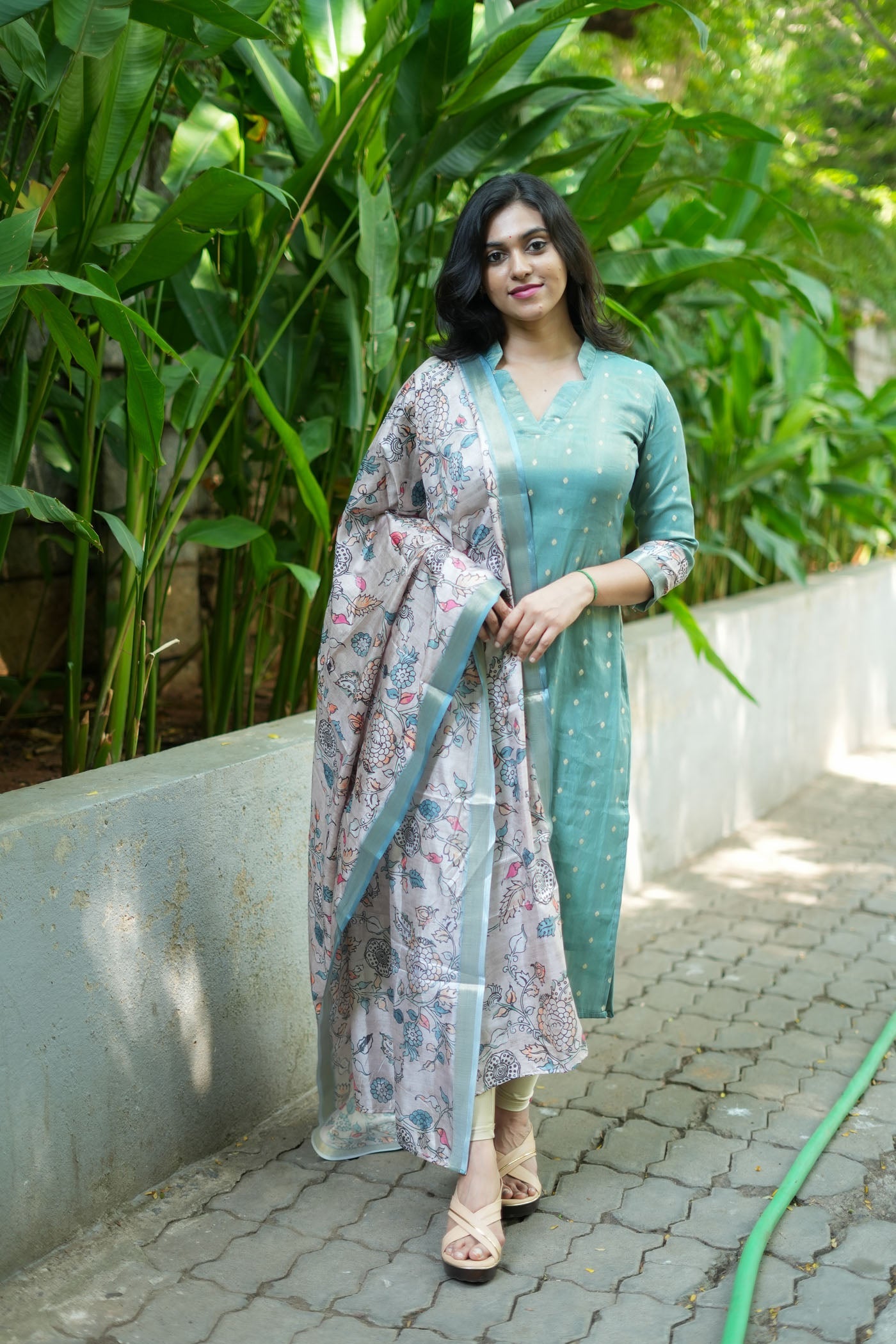 Charita Pastel Green Chanderi