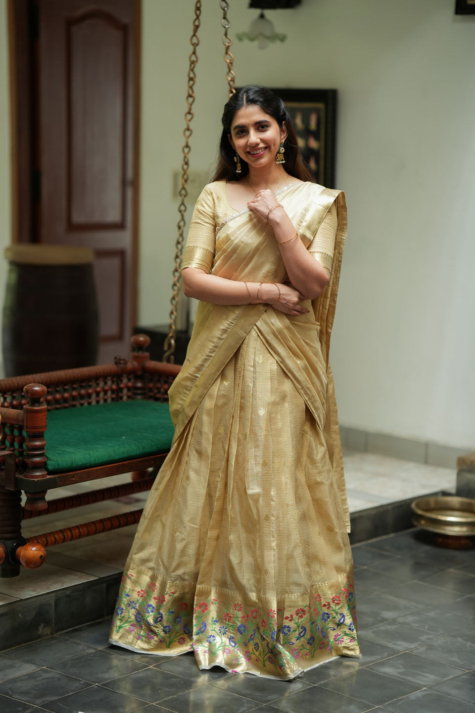 Sarasvati Gold Half Saree