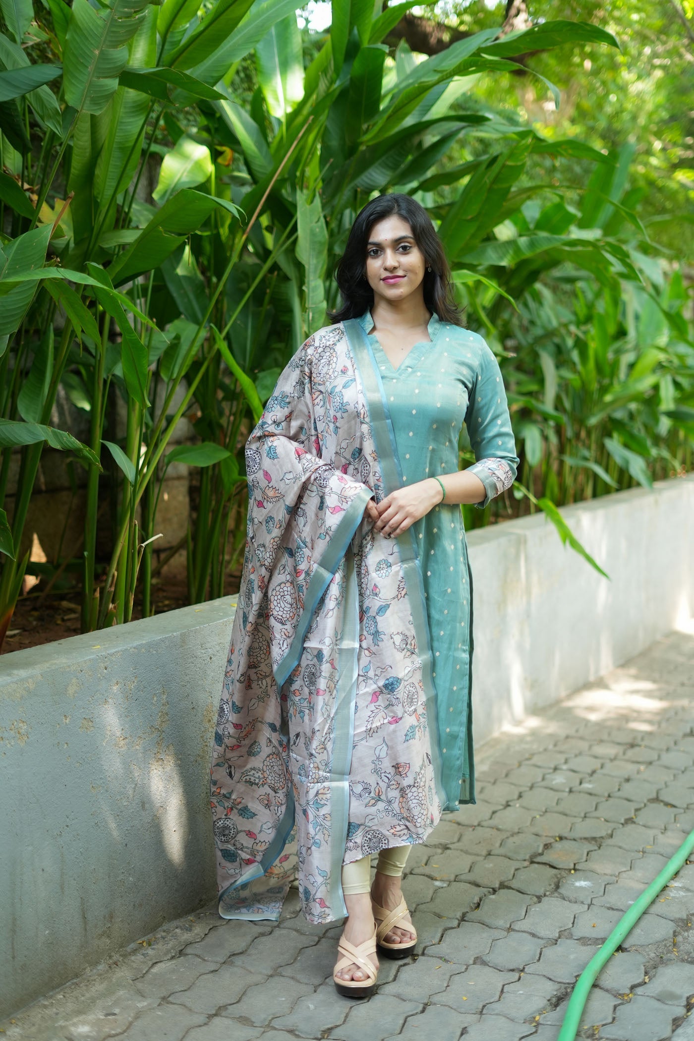 Charita Pastel Green Chanderi