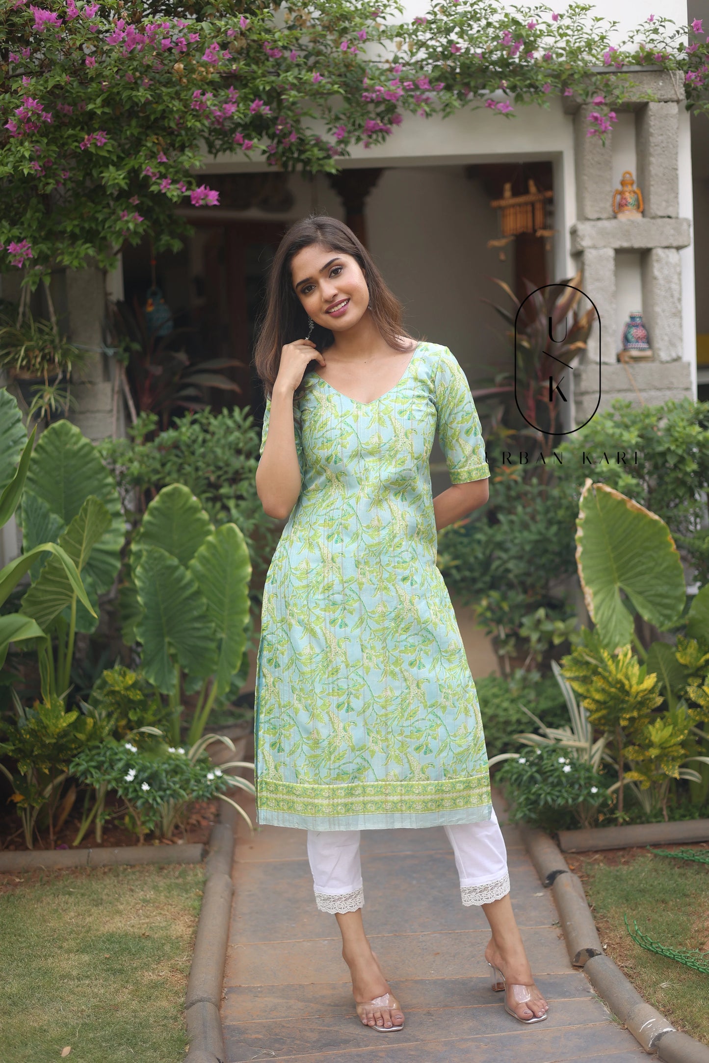 Ekta Aqua Tussar Green