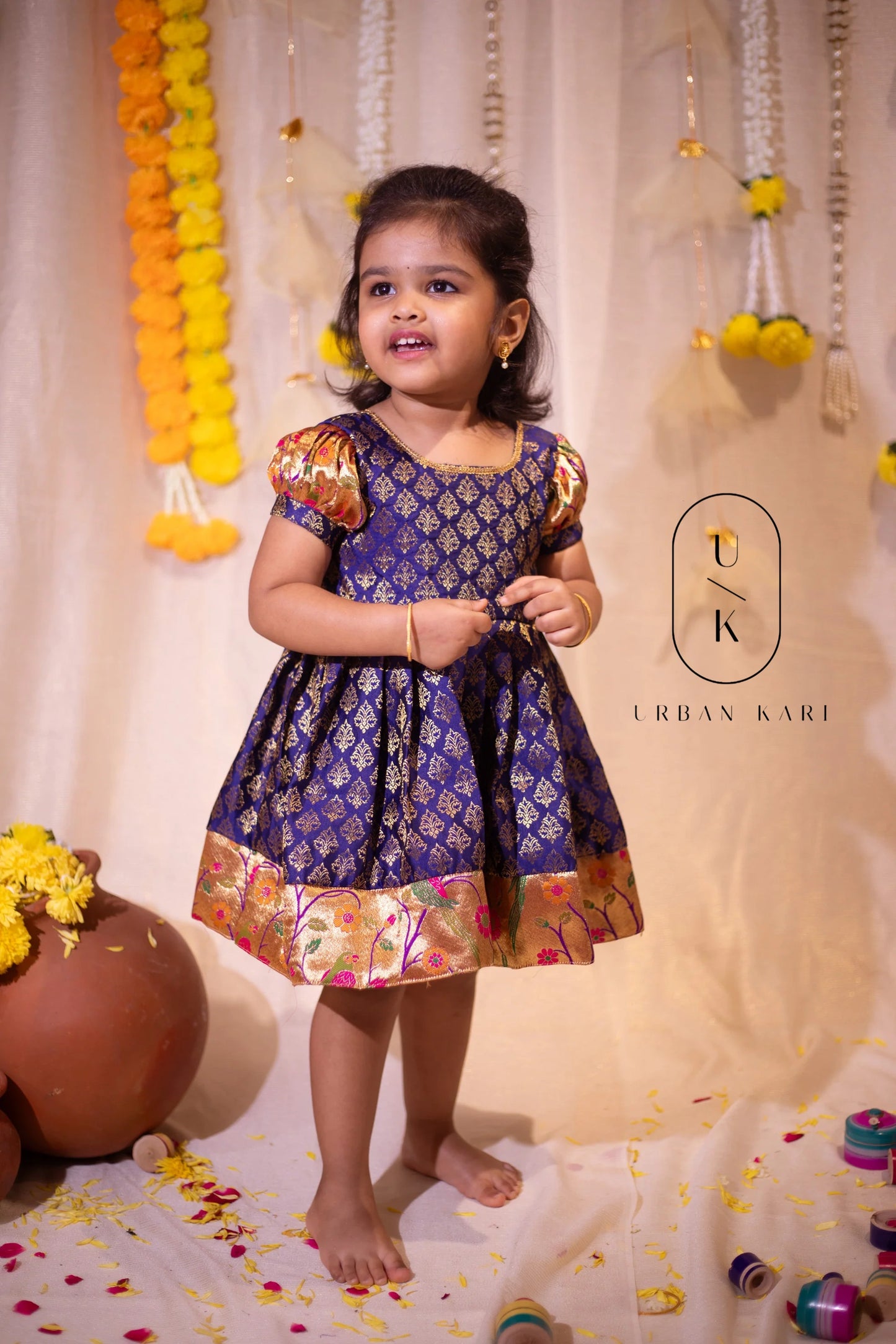 Smriti Navy Brocade Mini