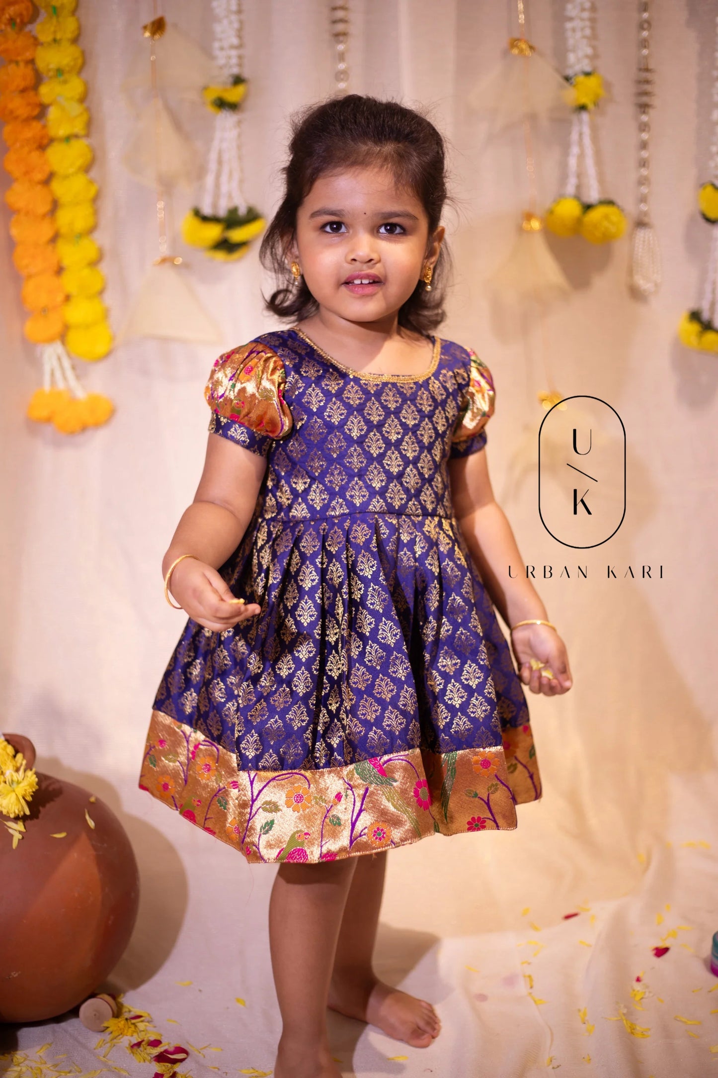 Smriti Navy Brocade Mini