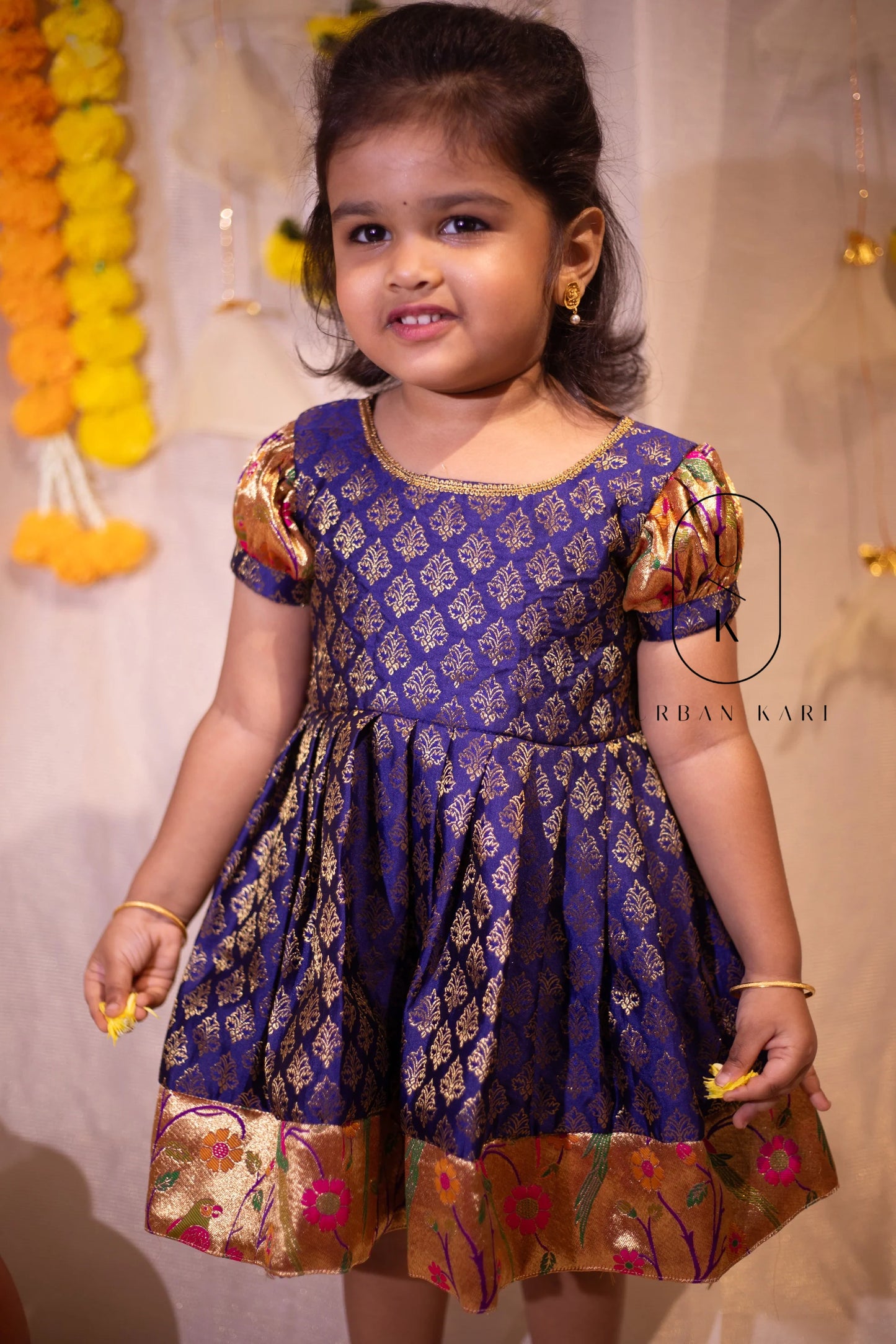 Smriti Navy Brocade Mini