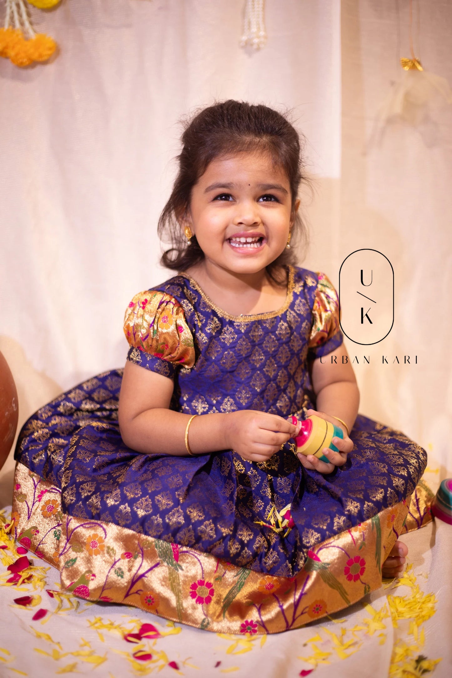 Smriti Navy Brocade Mini