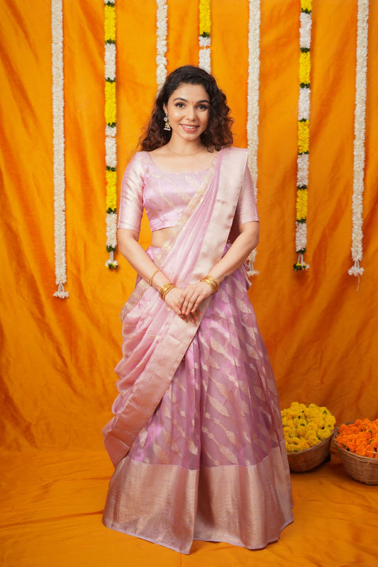 Aalaya Pink  Banarasi Half Saree