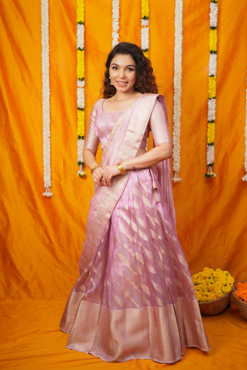 Aalaya Pink  Banarasi Half Saree