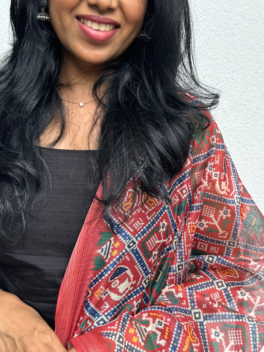 Dharvi Black With Maroon  Dupatta