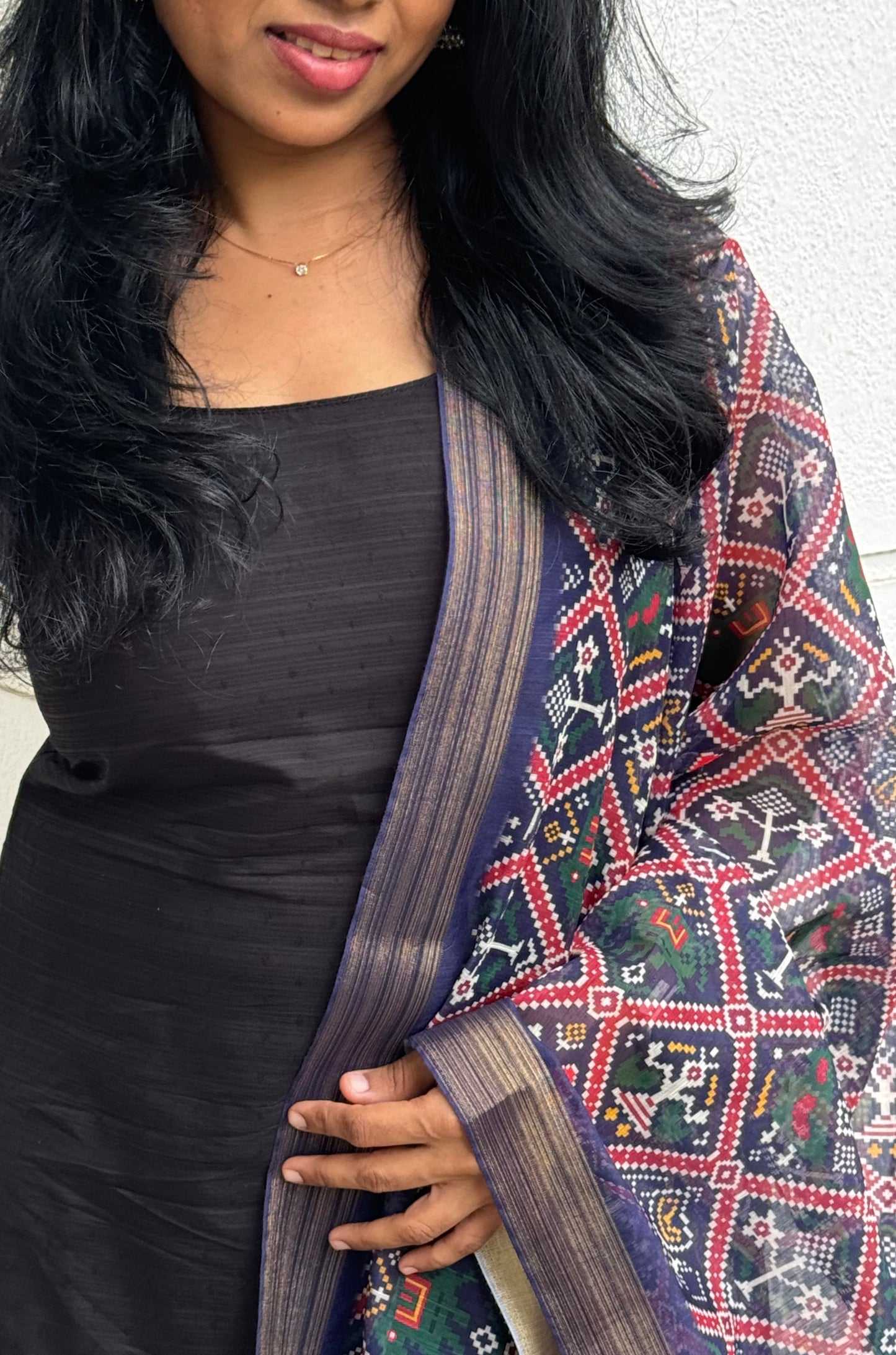 Dharvi Black With Blue Dupatta