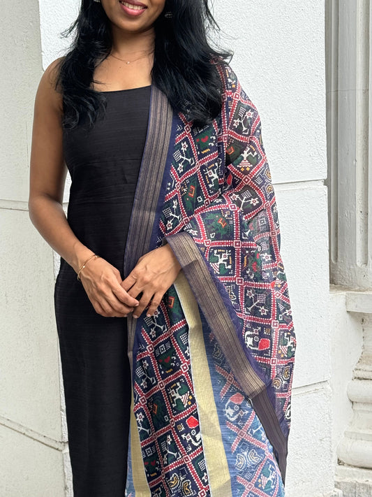 Dharvi Black With Blue Dupatta