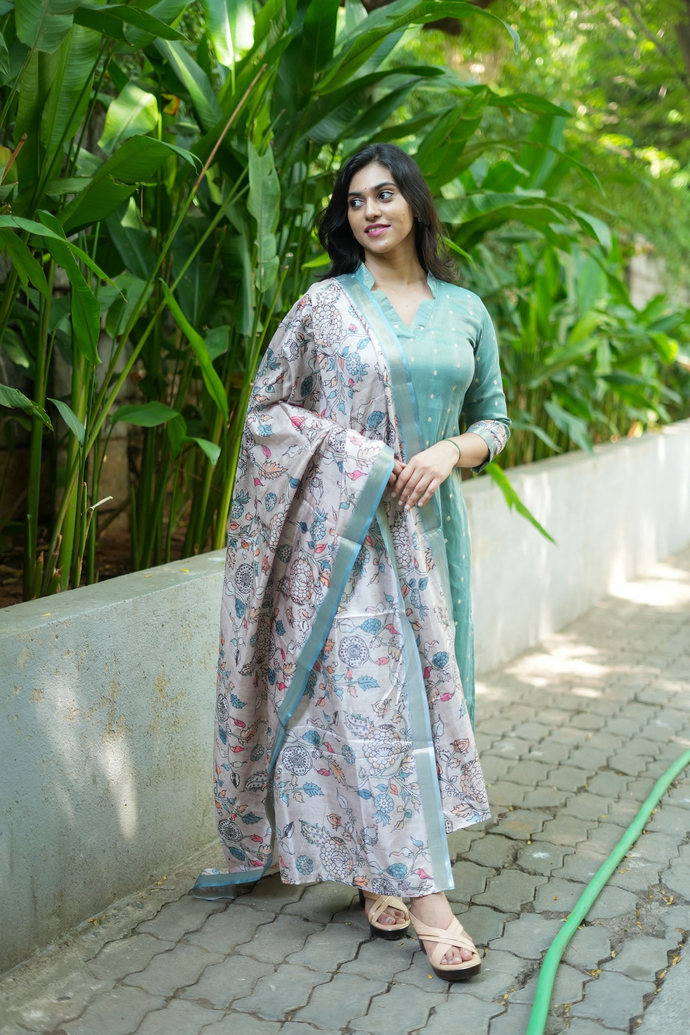 Charita Pastel Green Chanderi