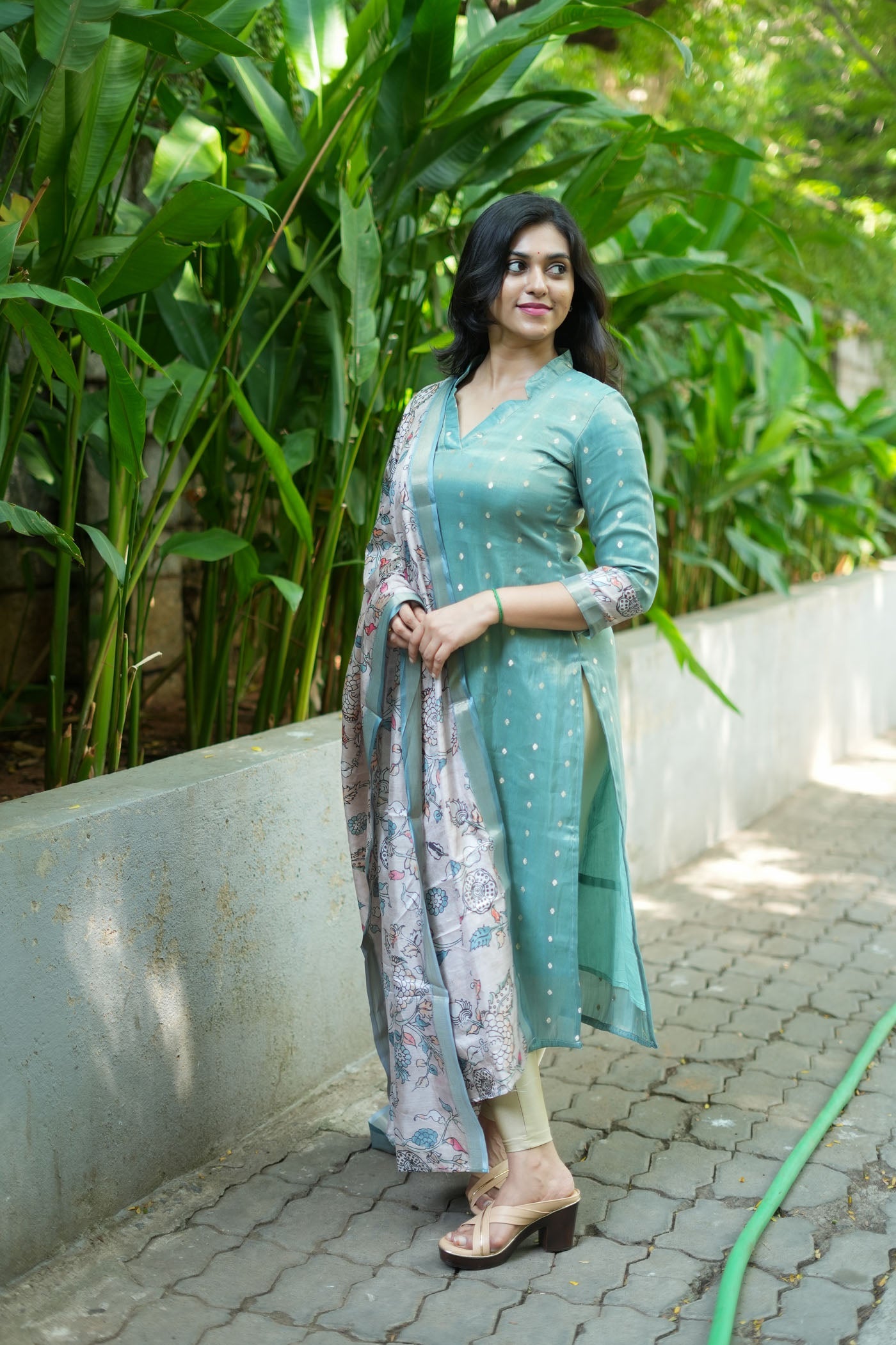 Charita Pastel Green Chanderi