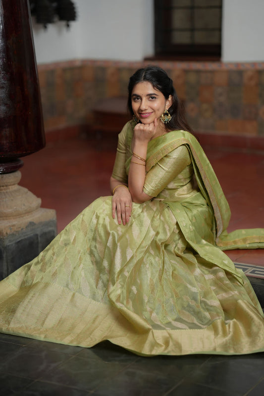 Aalaya Green Banarasi Half Saree